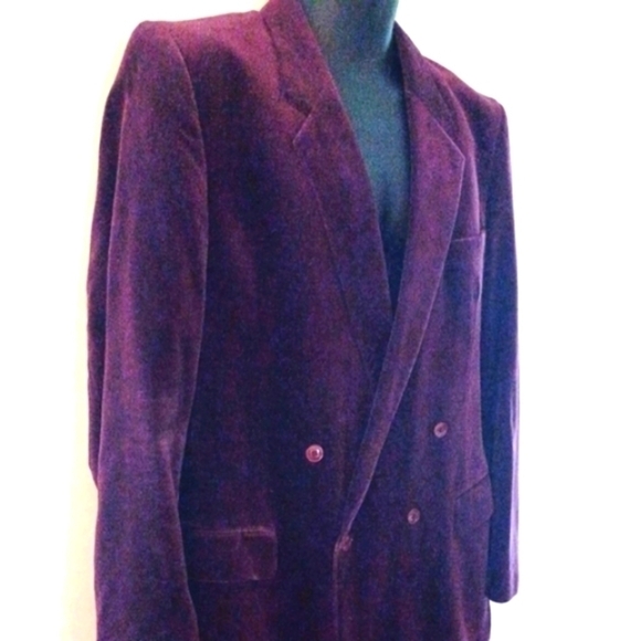 WEBSTER CIRCOLO MODA Vintage Cherry Wine Velvet Double-Breasted Blazer, 42L - Picture 4 of 8